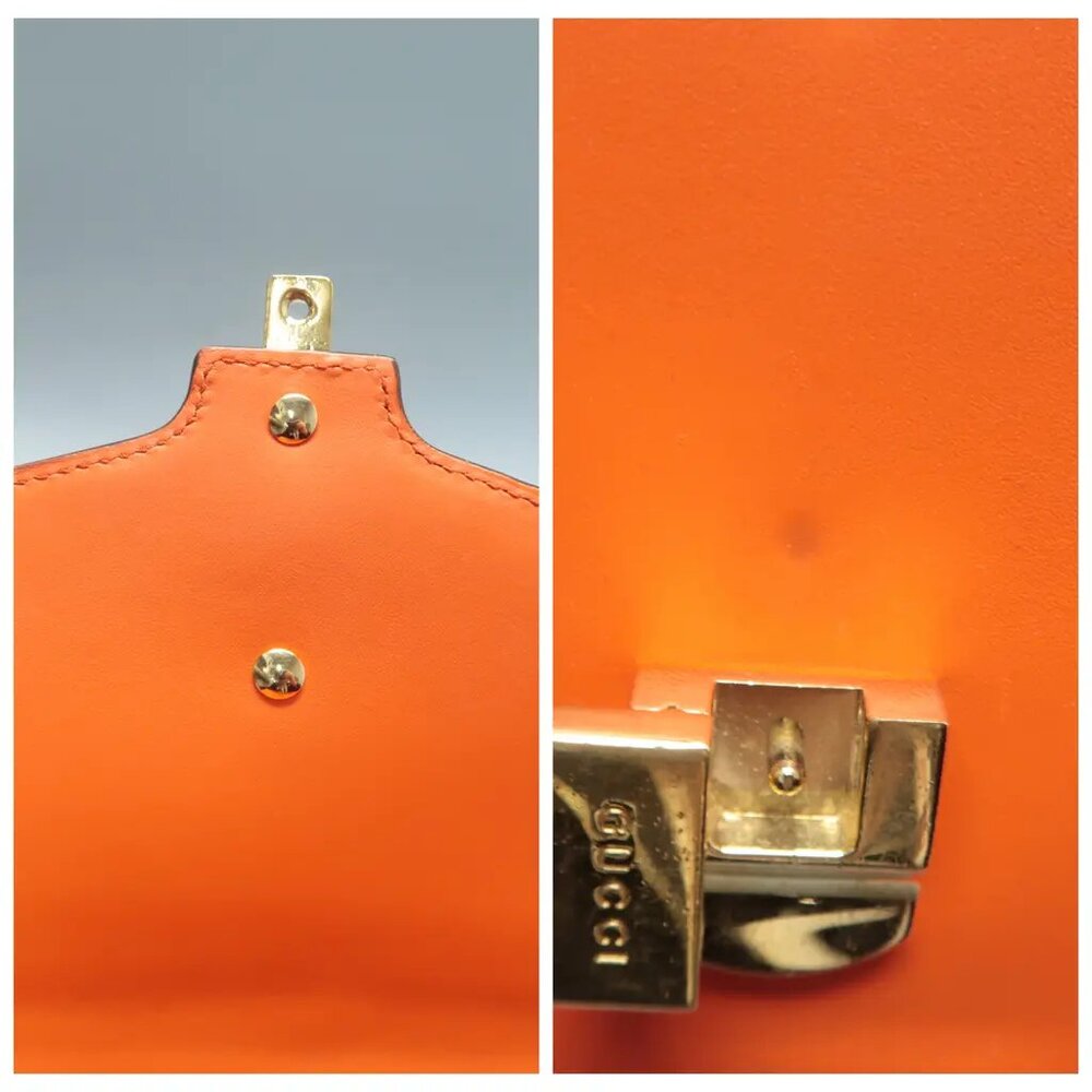 GUCCI Sylvie Orange Leather Shoulder Bag 837-061425 - Picture 9 of 12